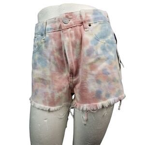 Pac Sun High Rise Festival Tie Dye Cotton Candy Denim Shorts NWT Size 26